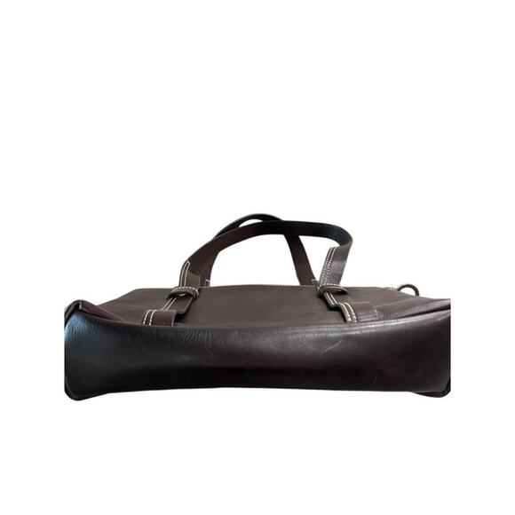 Pendleton Brown Leather Handbag Purse Satchel Plaid Interior - Picture 6 of 8